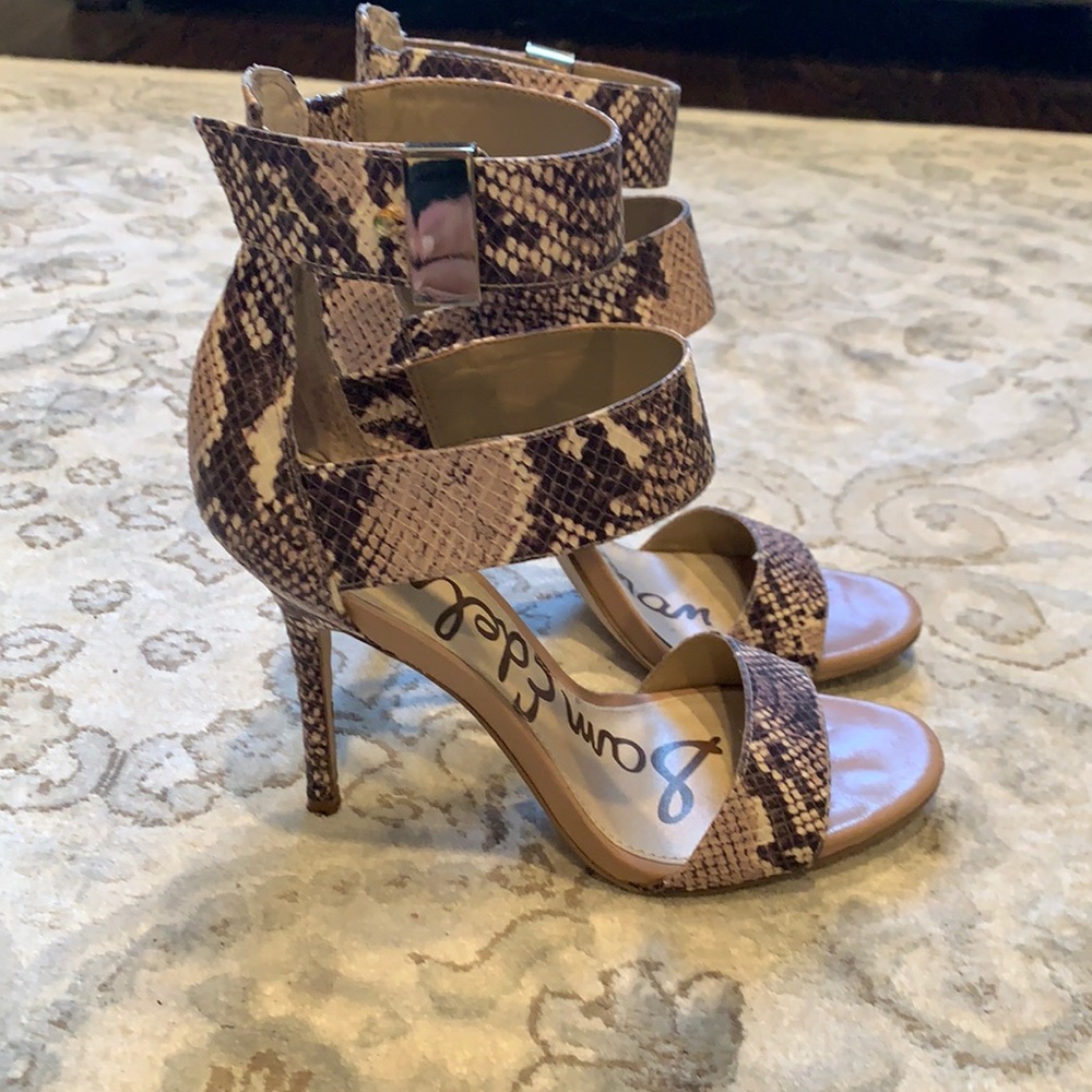 Sam Edelman Taupe Snake Print Sandals
